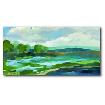 COURTSIDE MARKET Blue Coastal Flowers Crop Canvas