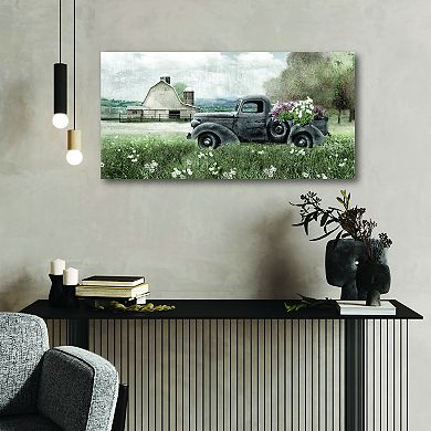 COURTSIDE MARKET Farm Blue Truck Canvas Wall Art