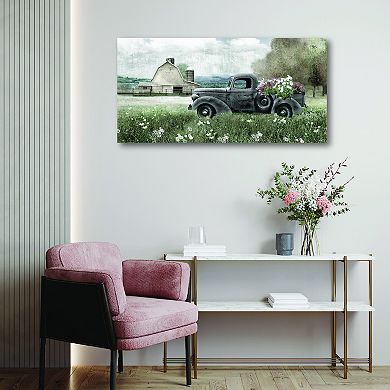 COURTSIDE MARKET Farm Blue Truck Canvas Wall Art