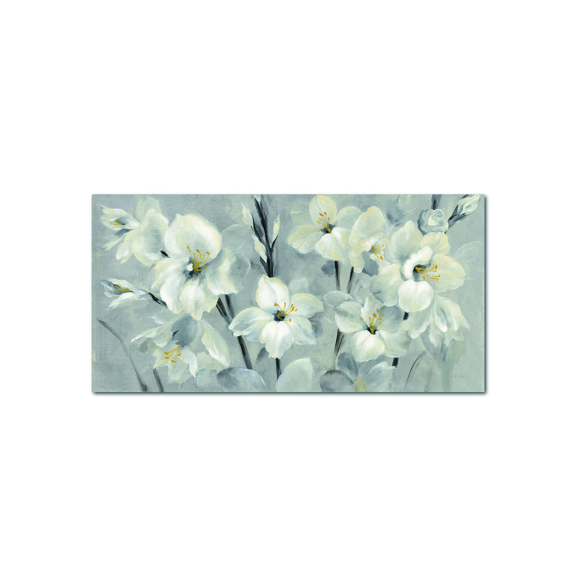 COURTSIDE MARKET Flowers On Gray Canvas Wall Art, Multi