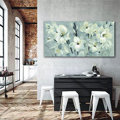 COURTSIDE MARKET Flowers On Gray Canvas Wall Art