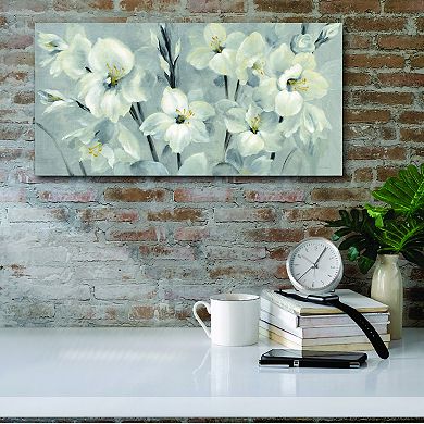COURTSIDE MARKET Flowers On Gray Canvas Wall Art