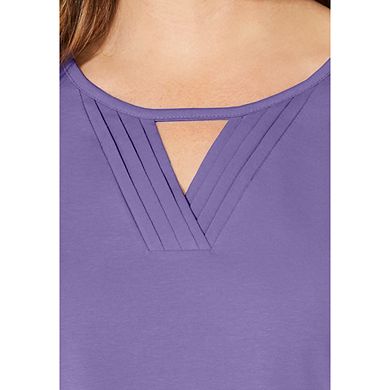 Catherines Women's Plus Size Suprema Pleat-Neck Tee