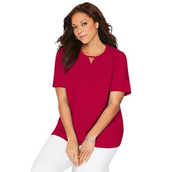 Catherines Women's Plus Size Suprema Pleat-neck Tee