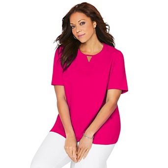 Catherines Women's Plus Size Suprema Pleat-Neck Tee