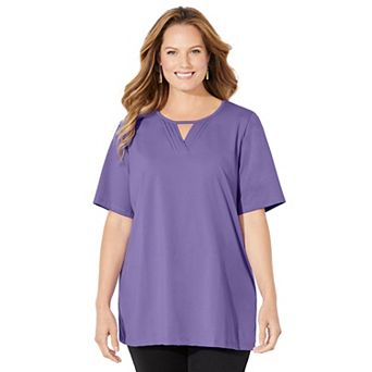 Catherines Women's Plus Size Suprema Pleat-neck Tee