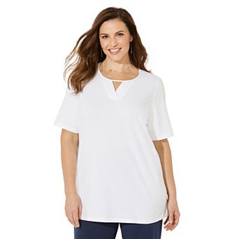 Catherines Women's Plus Size Suprema Pleat-neck Tee