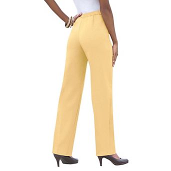 Roaman's Women's Plus Size Classic Bend Over Structured Straight Leg Pull-On Pant