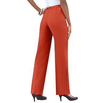 Roaman's Women's Plus Size Classic Bend Over Pant Woven Pull-On Straight Leg Pant