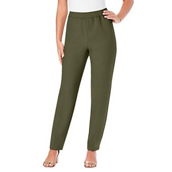 Roaman's Women's Plus Size Tall Plus Size Classic Bend Over Structured Straight Leg Pull-On Pant