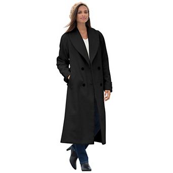 Jessica London Women's Plus Size Long Shawl Collar Wool Coat