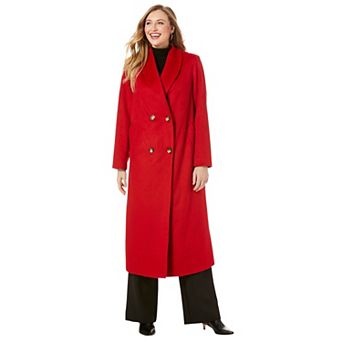 Jessica London Women's Plus Size Long Shawl Collar Wool Coat