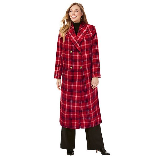 Jessica London Women's Plus Size Long Shawl Collar Wool Coat