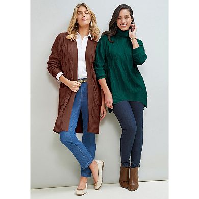 Jessica London Women's Plus Size Cable Duster Sweater