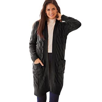 Jessica London Women's Plus Size Cable Duster Sweater