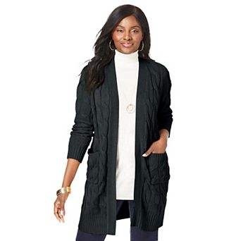 Jessica London Women's Plus Size Cable Duster Sweater