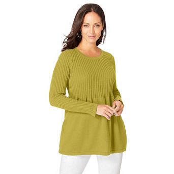 Jessica London Women's Plus Size Ribbed Baby Doll Tunic Sweater