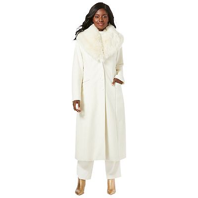Jessica London Women's Plus Size Long Wool-blend Coat With