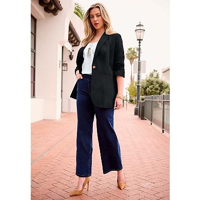 Roaman's Women's Plus Size Relaxed Boyfriend Blazer
