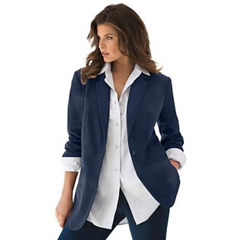 Roaman's Women's Plus Size Plus Size Relaxed Boyfriend Blazer