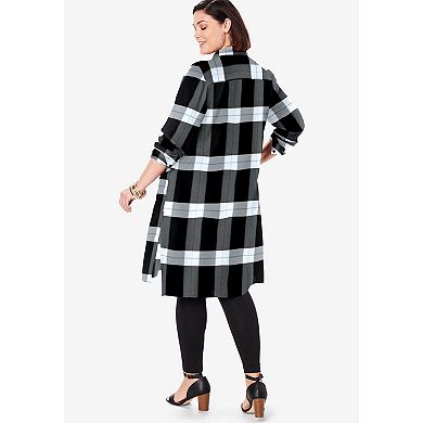 Roaman's Women's Plus Size Plaid Button Front Ultra Tunic