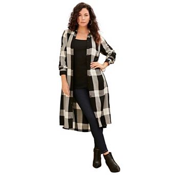 Roaman's Women's Plus Size Plaid Button Front Ultra Tunic