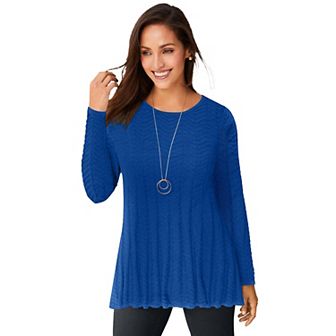 Jessica London Women's Plus Size Chevron Fit & Flare Sweater