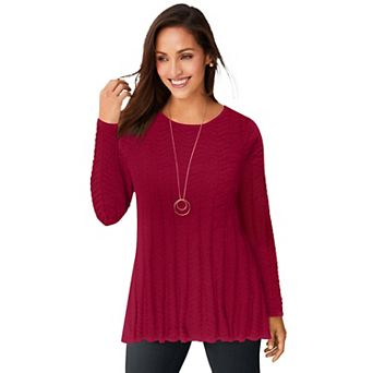 Jessica London Women's Plus Size Chevron Fit & Flare Sweater