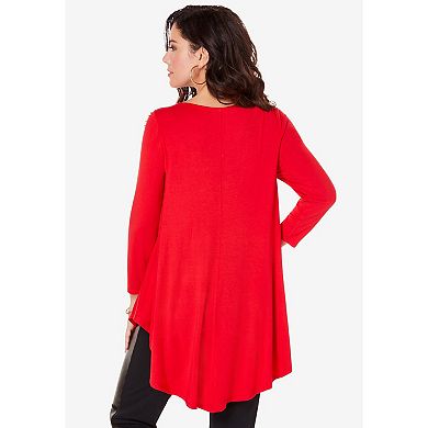 Roaman's Women's Plus Size Boatneck Swing Ultra Drape Tunic