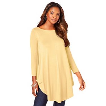 Roaman's Women's Plus Size Plus Size Boatneck Swing Ultra Drape Tunic Top