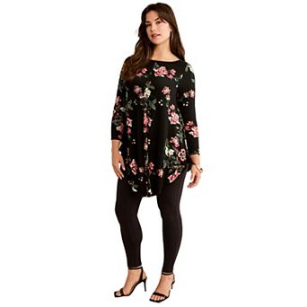 Roaman's Women's Plus Size Boatneck Swing Ultra Drape Tunic Top