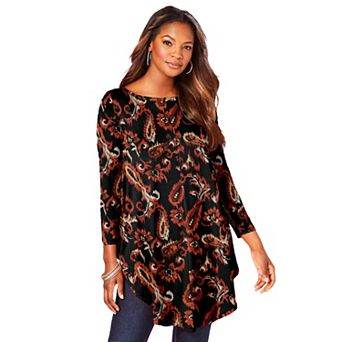 Roaman's Women's Plus Size Boatneck Swing Ultra Drape Tunic Top