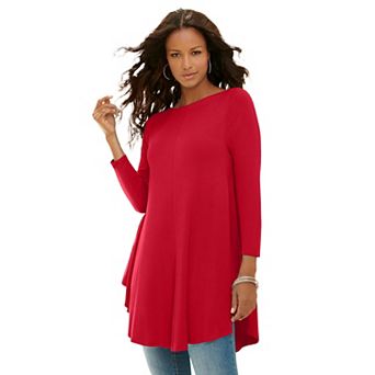 Roaman's Women's Plus Size Boatneck Swing Ultra Drape Tunic Top