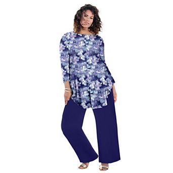 Roaman's Women's Plus Size Boatneck Swing Ultra Drape Tunic Top