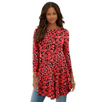 Roaman's Women's Plus Size Plus Size Boatneck Swing Ultra Drape Tunic Top