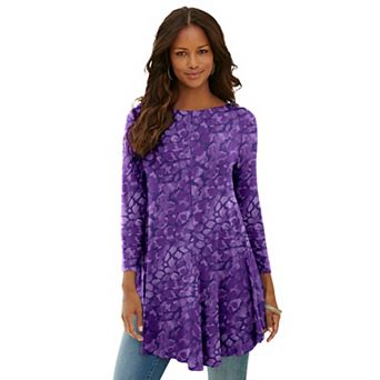 Roaman's Women's Plus Size Plus Size Boatneck Swing Ultra Drape Tunic Top