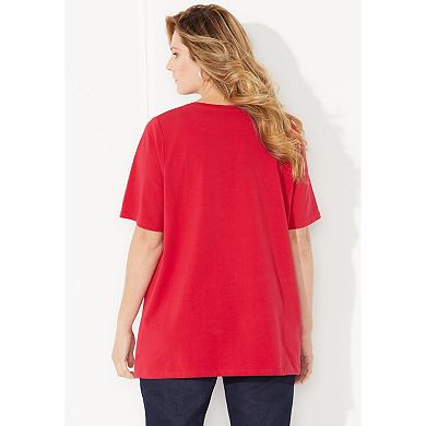 Catherines Women's Plus Size Petite Suprema Ultra-Soft Scoopneck Tee