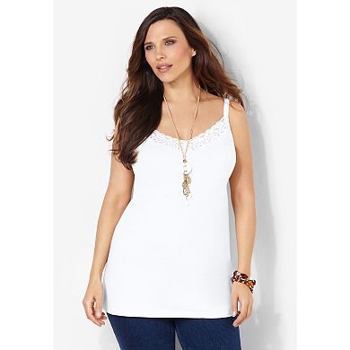 Catherines Women's Plus Size Petite Suprema Cami With Lace