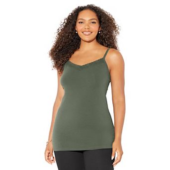 Catherines Women's Plus Size Petite Suprema Cami With Lace