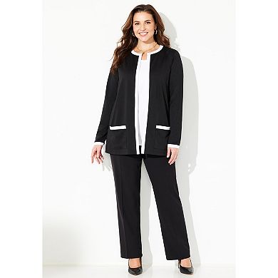 Catherines Women's Plus Size Ponte Jewel Neck Blazer