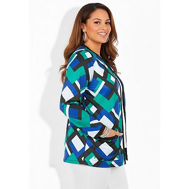 Catherines Women's Plus Size Ponte Jewel Neck Blazer