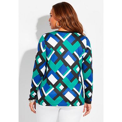 Catherines Women's Plus Size Ponte Jewel Neck Blazer