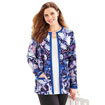 Catherines Women's Plus Size Ponte Jewel Neck Blazer
