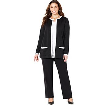 Catherines Women's Plus Size Ponte Jewel Neck Blazer