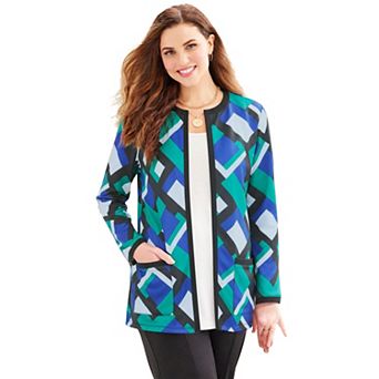 Catherines Women's Plus Size Ponte Jewel Neck Blazer