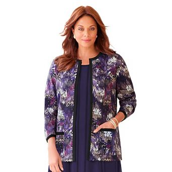 Catherines Women's Plus Size Ponte Jewel Neck Blazer