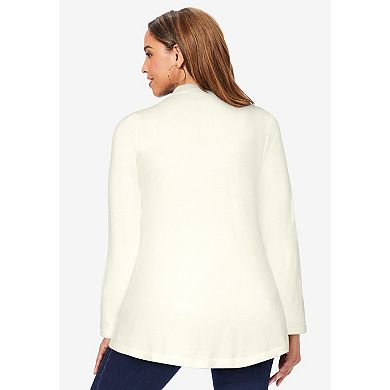 Jessica London Women's Plus Size Gold Button Mockneck Sweater