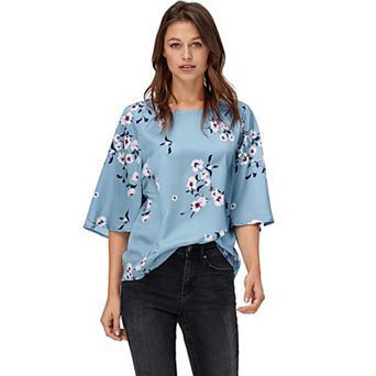 ellos Plus Size Relaxed Wide Sleeve Blouse