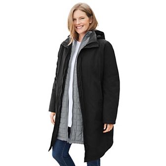Woman Within Plus Size 3-In-1 Hooded Taslon Jacket