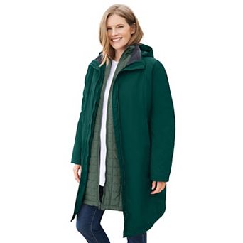 Woman Within Plus Size 3-In-1 Hooded Taslon Jacket